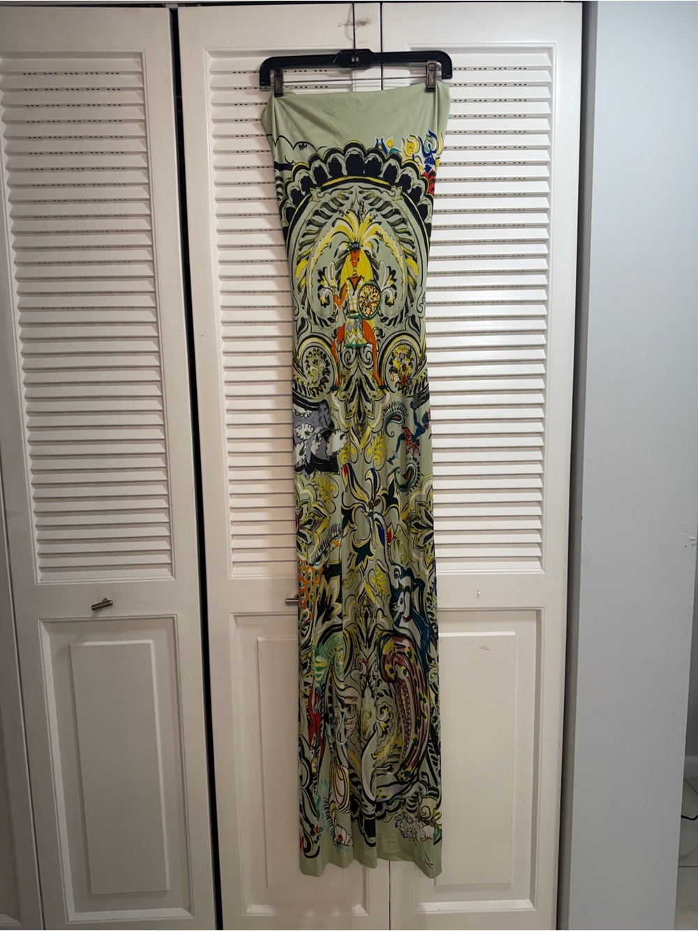 Etro Light Green Multicolor Animal Theme Printed Maxi Dress